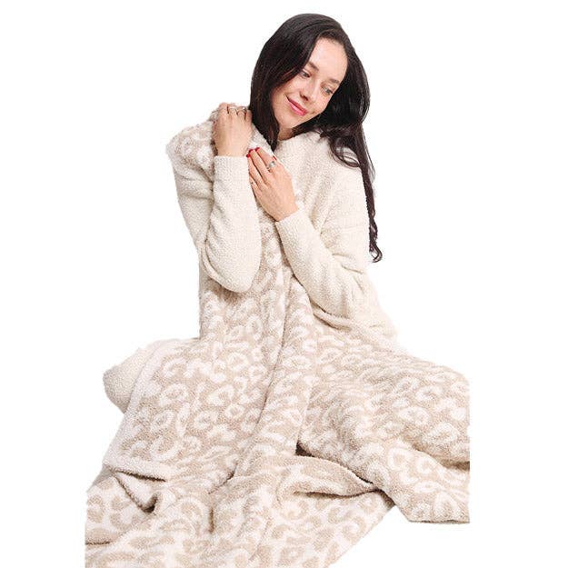 Leopard Patterned Animal Print Comfy Warm Soft Cozy Blanket for wholesale by Madeline Love