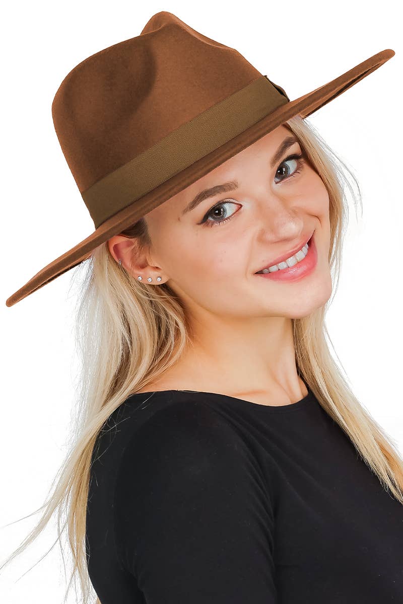 Cap Zone - Vente Chapeau en feutre – unisexe - Chapeau d'éleveur en feutre monochrome à large bord et nœud plat11