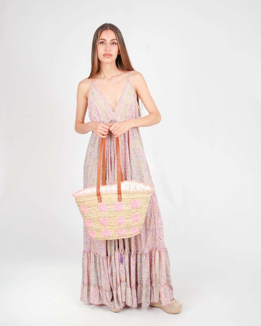 Logionline SLU – wholesale Strandväska – Naturlig palmblomma och ullväska - läderhandtag7