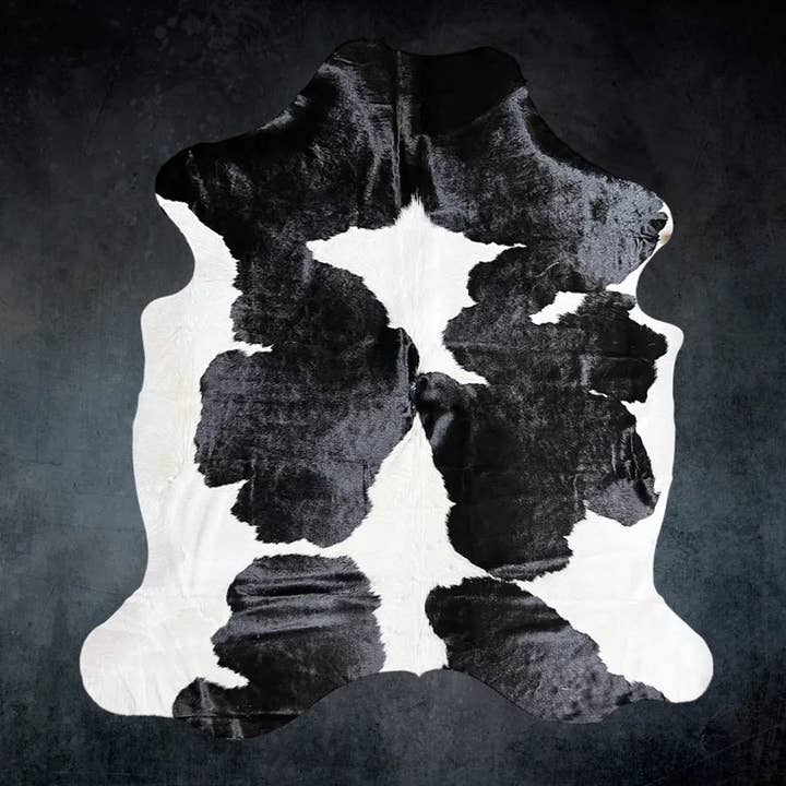 Extra Large Black and White Cowhide Rug Size 7x 7.7 ft ---5271H for wholesale by Rodeo