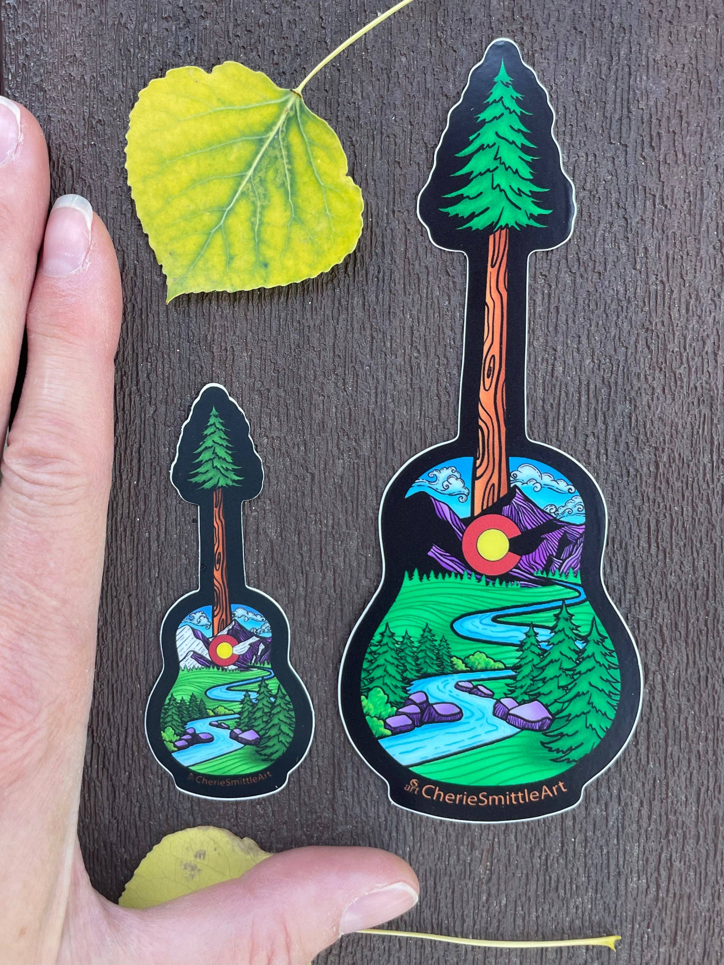 CherieSmittleArt - Wholesale Sticker - Idaho Springs CO Guitar Tree Sticker, Guitar Sticker7
