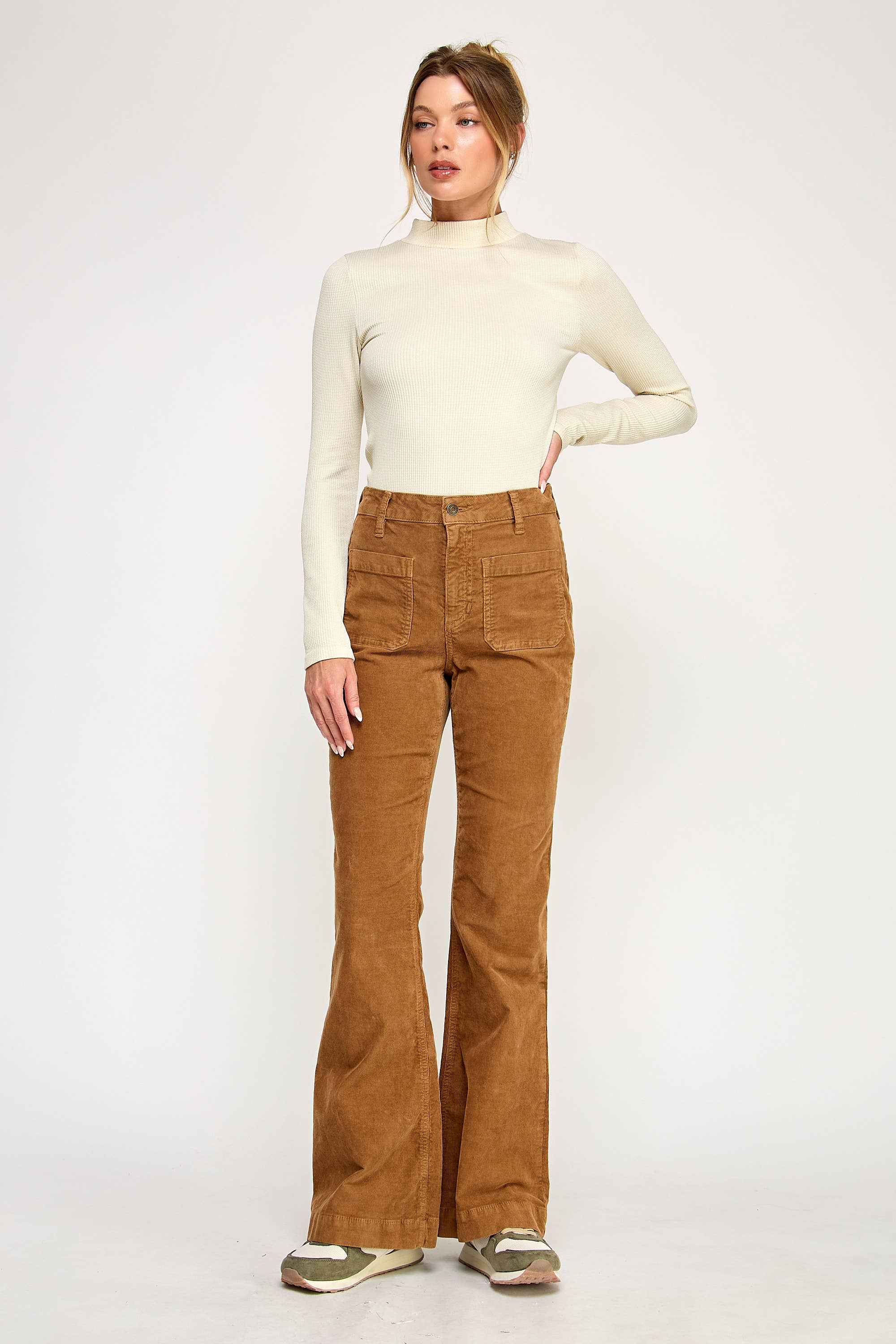 HIGH RISE FLARE JEANS IN CAMEL (P-SP-P105CM) for wholesale on Faire1