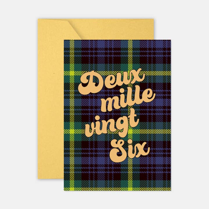 Blue Tartan greeting card for wholesale by L'ART DU PAPIER