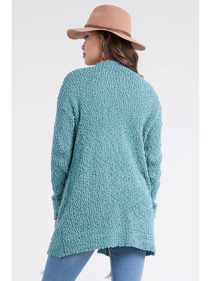Oceanus Apparel – Großhandel Strickjacke – Damen – OUG80160 Cardigan-Pullover aus massivem Popcorn mit Verzierung4