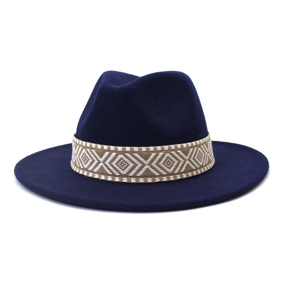 Suzie Q USA - Wholesale Fedora - Women's - Aztec Belt Retro Flat Fedora Hat13