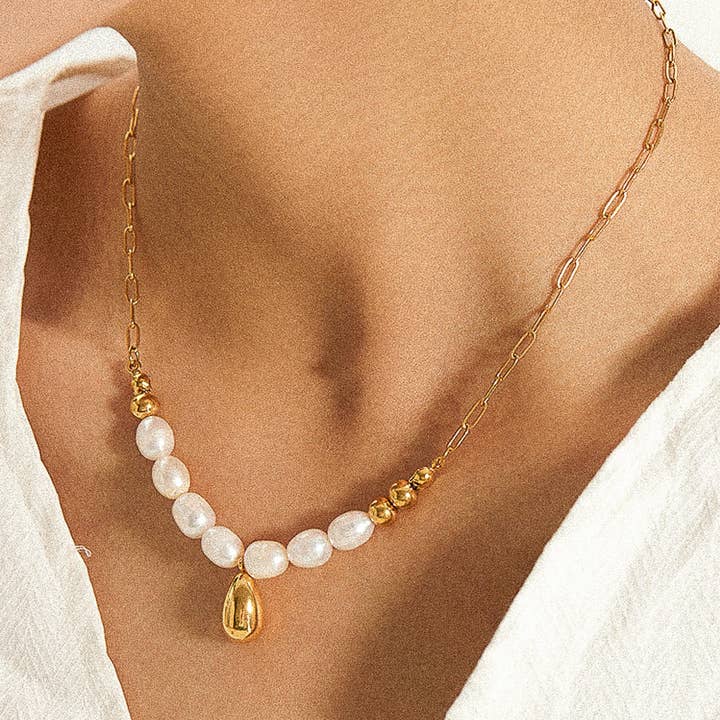 Collar Romy Collar de Gotas de Perlas de Oro de 18K Antideslustre de venta al por mayor en Faire0