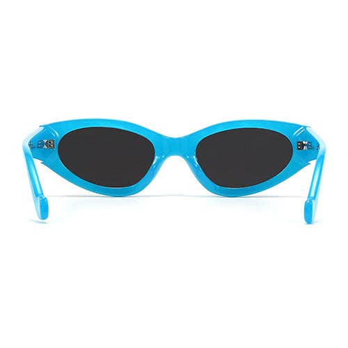 Turquoise - Noir Kat x Money Moves - Lunettes de soleil œil de chat bleu en vente sur Faire6