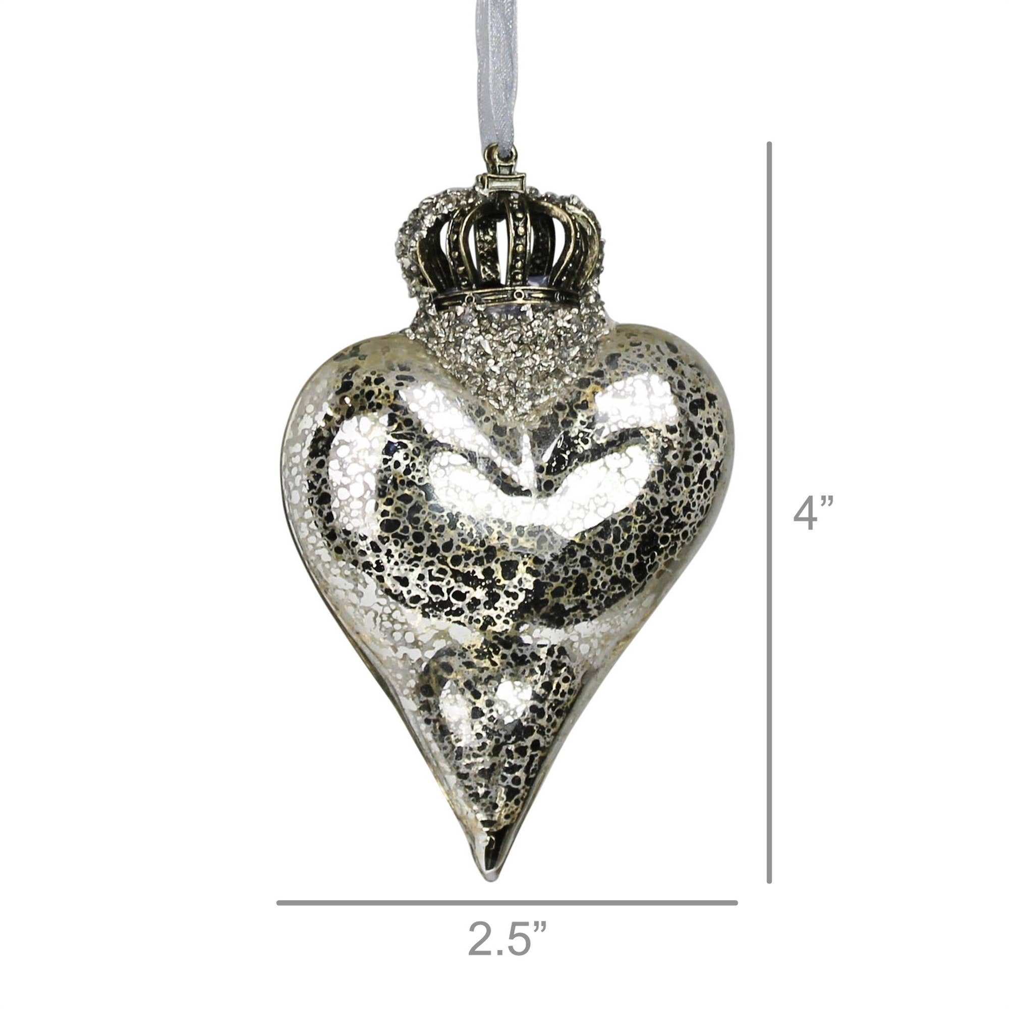 HomArt - Wholesale Ornament - Crowned Heart Ornament, Glass, Silver1