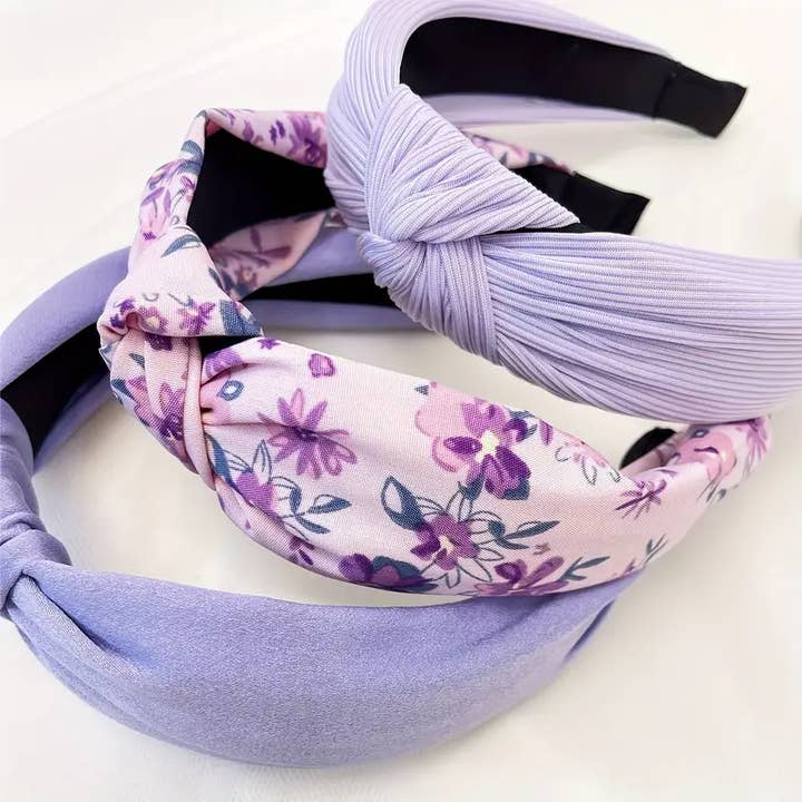 Spring Purples Knotted Headband Set of 3 for wholesale by Kate Tuesday Jewelry