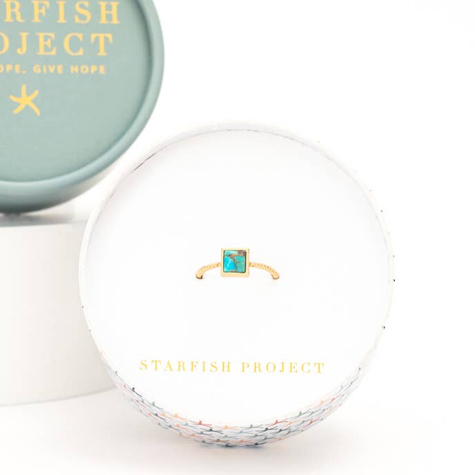 Starfish Project, Inc - Wholesale Single Stone/Solitaire Ring - Jayne Square Turquoise Ring