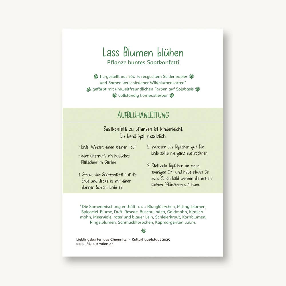 VIERUNDFÜNFZIG - Wholesale Postcard - Postcard Seed Confetti ABC Smiley2