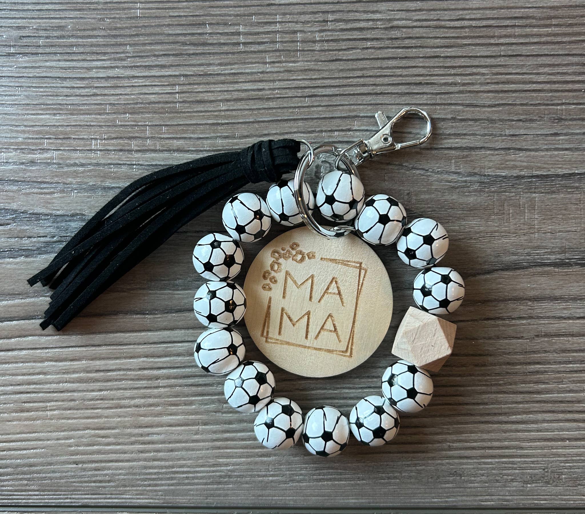 JILLIAN INK LLC - Wholesale Keychain - Women's - Mama Sports Keychain with Wooden Beads1