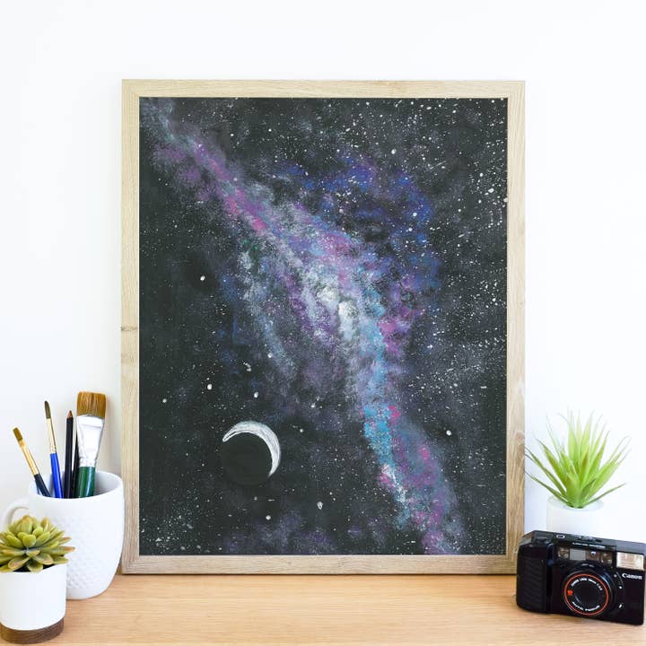 Celestial Watercolor Art Print, Night Sky Galaxy Art Print for wholesale by ColorOnTheCrib Inc.