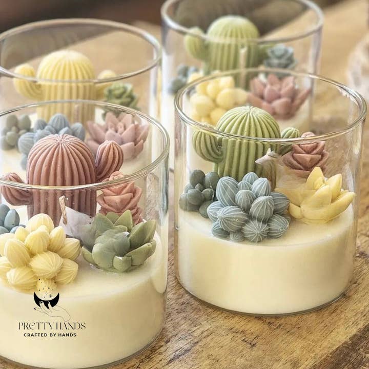 Pretty Hands - Wholesale Grappige kaars - Cactus- en vetplantenterrariumkaars met deksel groot3