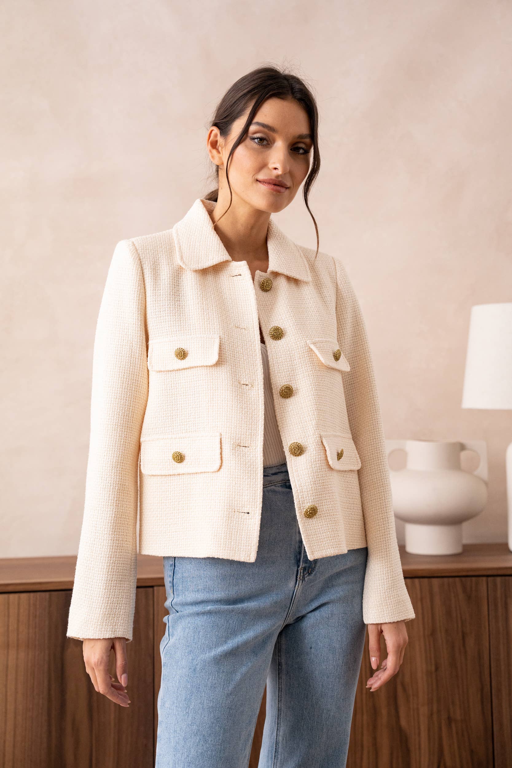 Attentif Paris - Wholesale Jacket - Women's - Straight cut plain tweed jacket30