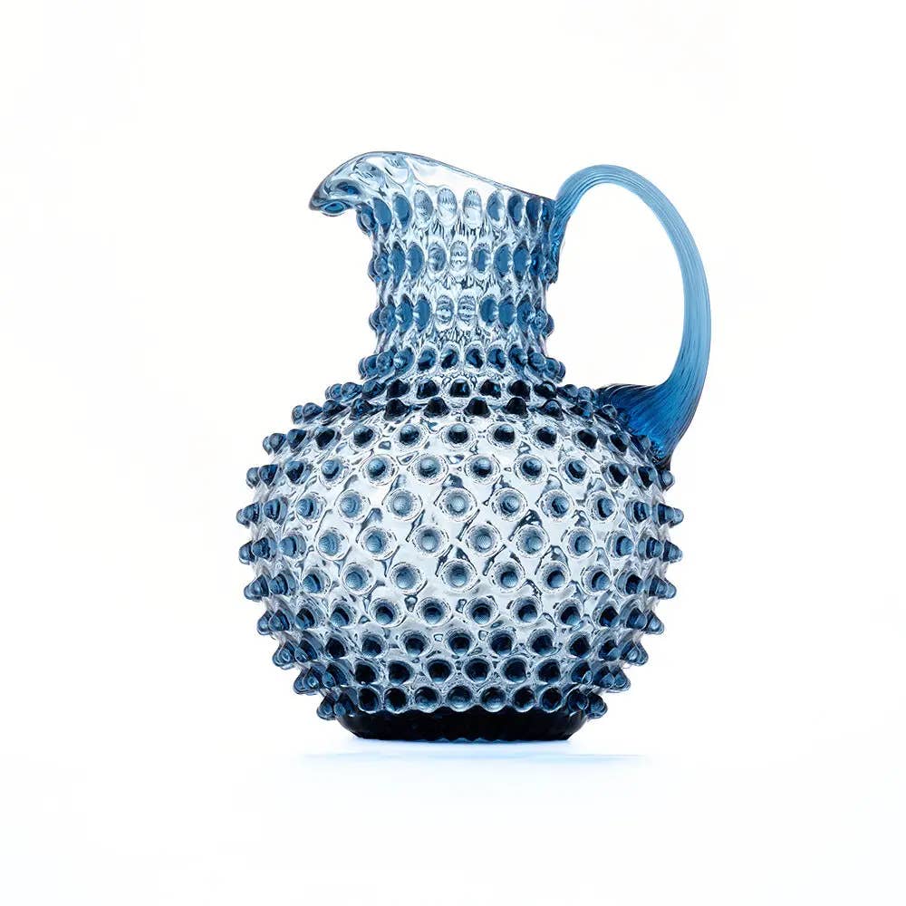 Maure Luxury Gifts - Vente Cruches - Pichet en verre clouté | Bleu nuit | 2L | Cruche vintage