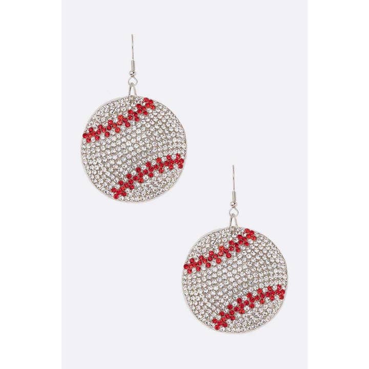 As Shown RHINESTONE BASEBALL PILLOW EARRINGS for wholesale on Faire