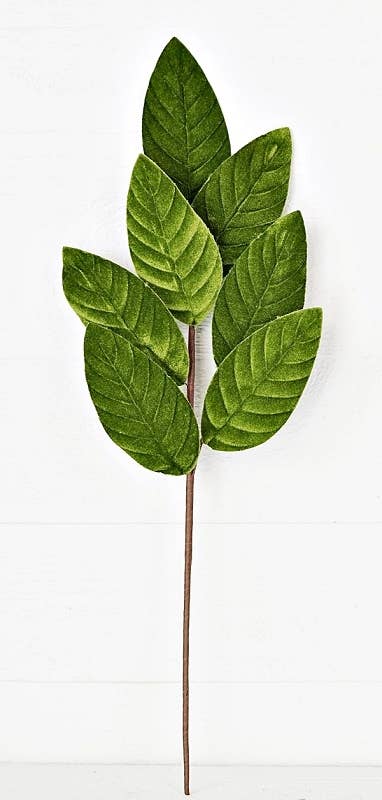 Impressive Enterprises, Inc. - Wholesale Artificial Flowers - 30003- 24in Spray-Green Velvet Magnolia Leaves-1