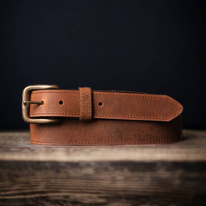 NAB LEATHER – wholesale Belt – Men's – The Voyager Belt - Stitched Full-Grain Distressed Leather Belt1