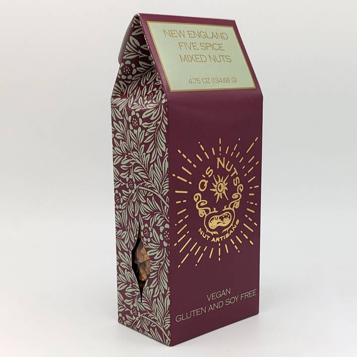 Q's Nuts, LLC – Großhandel Nüsse – New England Five Spice Geschenkbox mit gemischten Nüssen, 4,75 oz