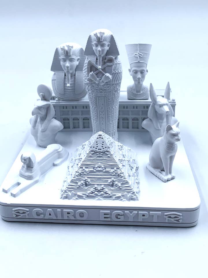 Statue de 4,5" - Ligne d'horizon du Caire, Égypte, blanc mat. pour la vente par ZIZO USA INC