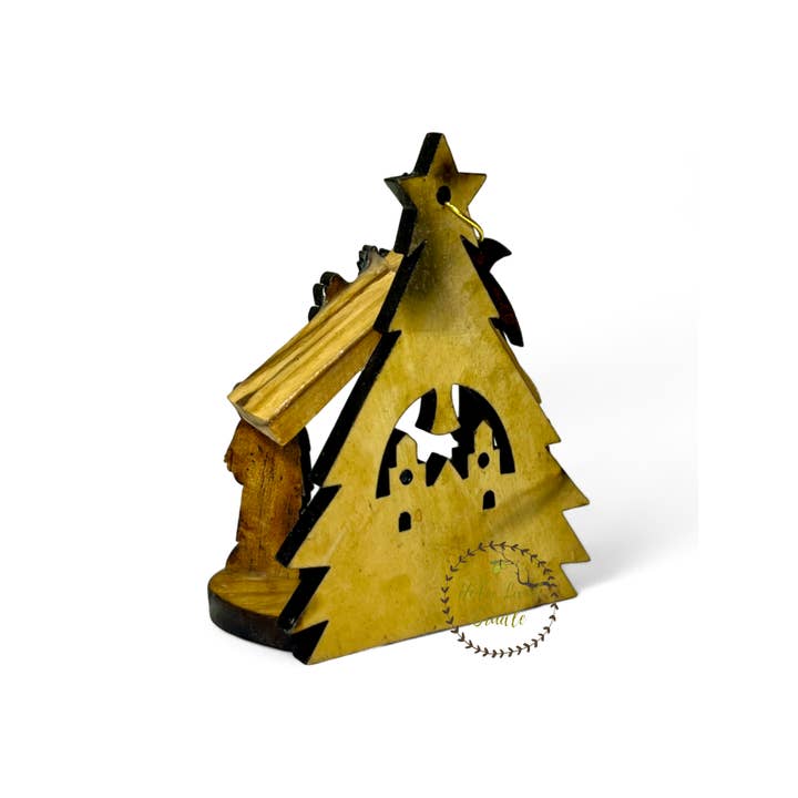 Holy Land Cradle - Wholesale Ornament - Olive Wood Nativity Ornament in a Christmas Box
