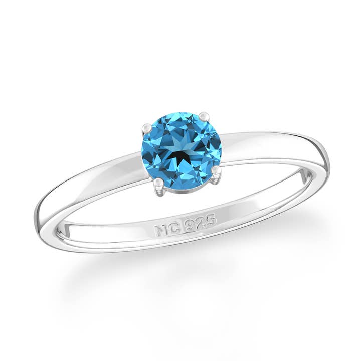 Natural Swiss Blue Topaz Round Oval Pear Shape Ring, Silver for wholesale by Nature Crafts