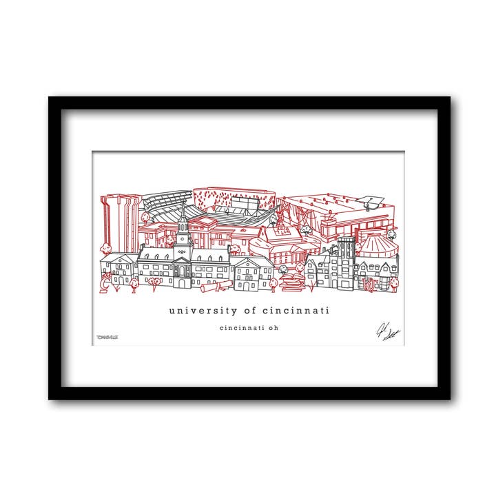 Minimalistische muurdecoratie van de Universiteit van Cincinnati Ohio Art voor wholesale door Townsville Art