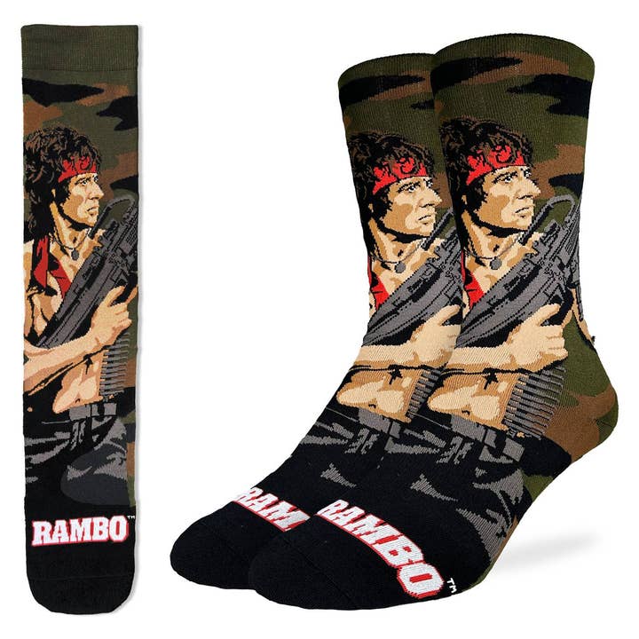 Good Luck Sock - Wholesale Socks - Men's - Men's Rambo with M60 Machine Gun Socks