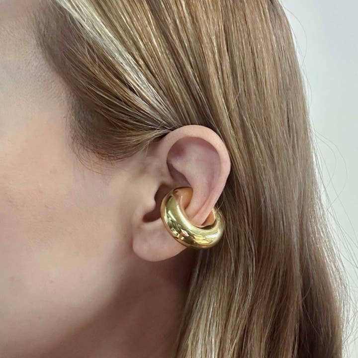 outofoffice - Wholesale Cuff/Wrap Earrings - Chunky Gold & Silver Hollow Statement Ear Cuff7
