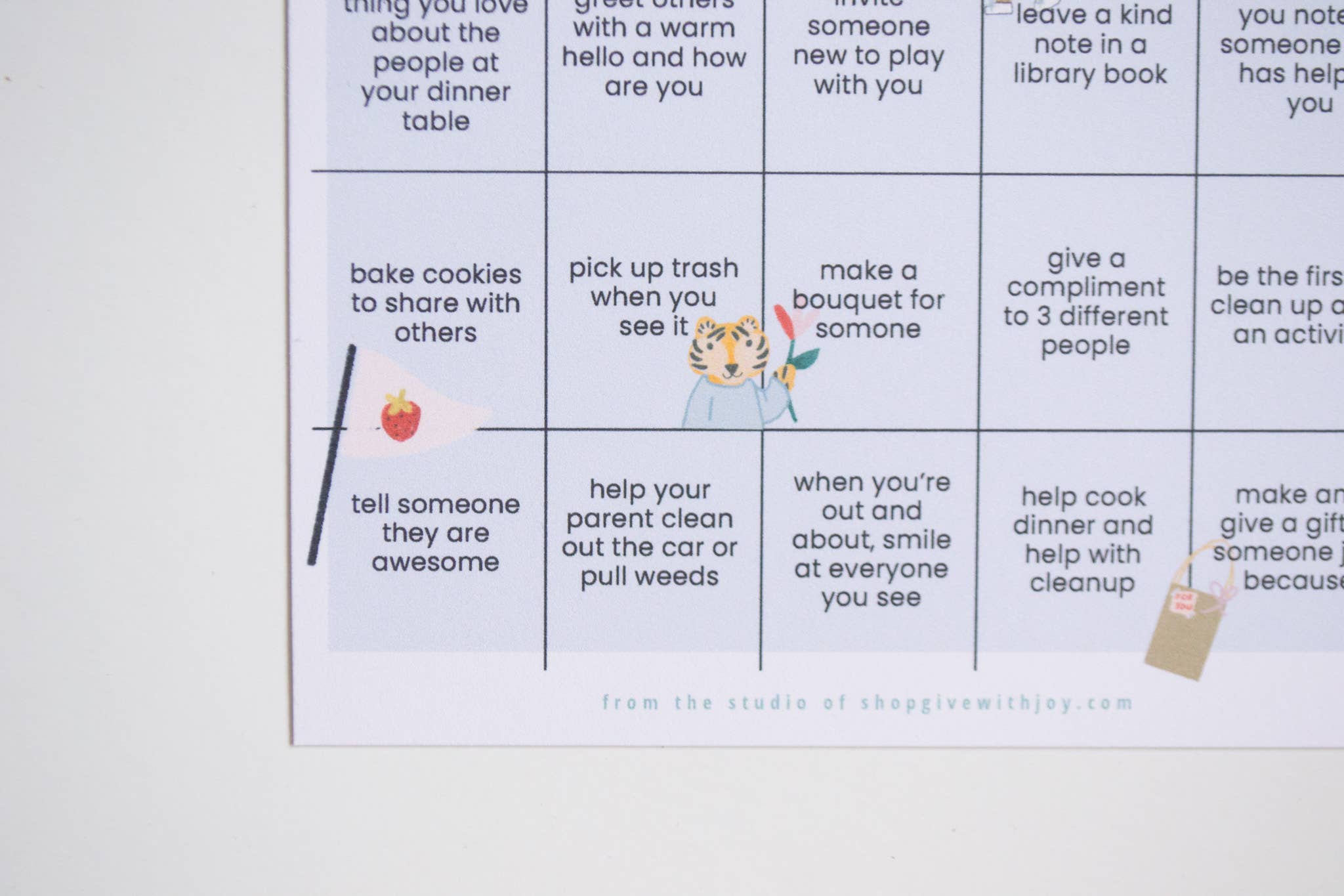 give with joy - Wholesale Learning Cards - Kids & Baby - Kindness Bingo Card3