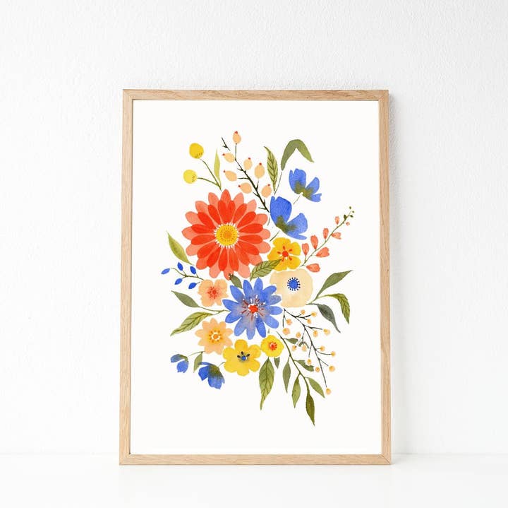 Red Bouquet: A5 / A4 Watercolour Floral Art Print for wholesale by Anna Lau Art
