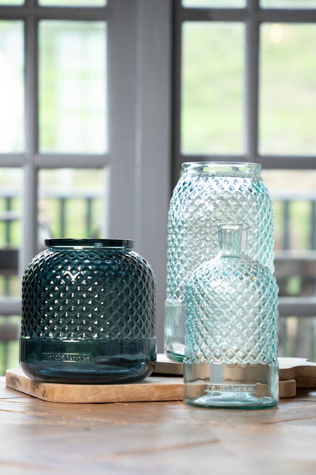 Jarapa – Großhandel Vasen – Recycelte Glas-Diamant-Flaschenvase 28 cm8