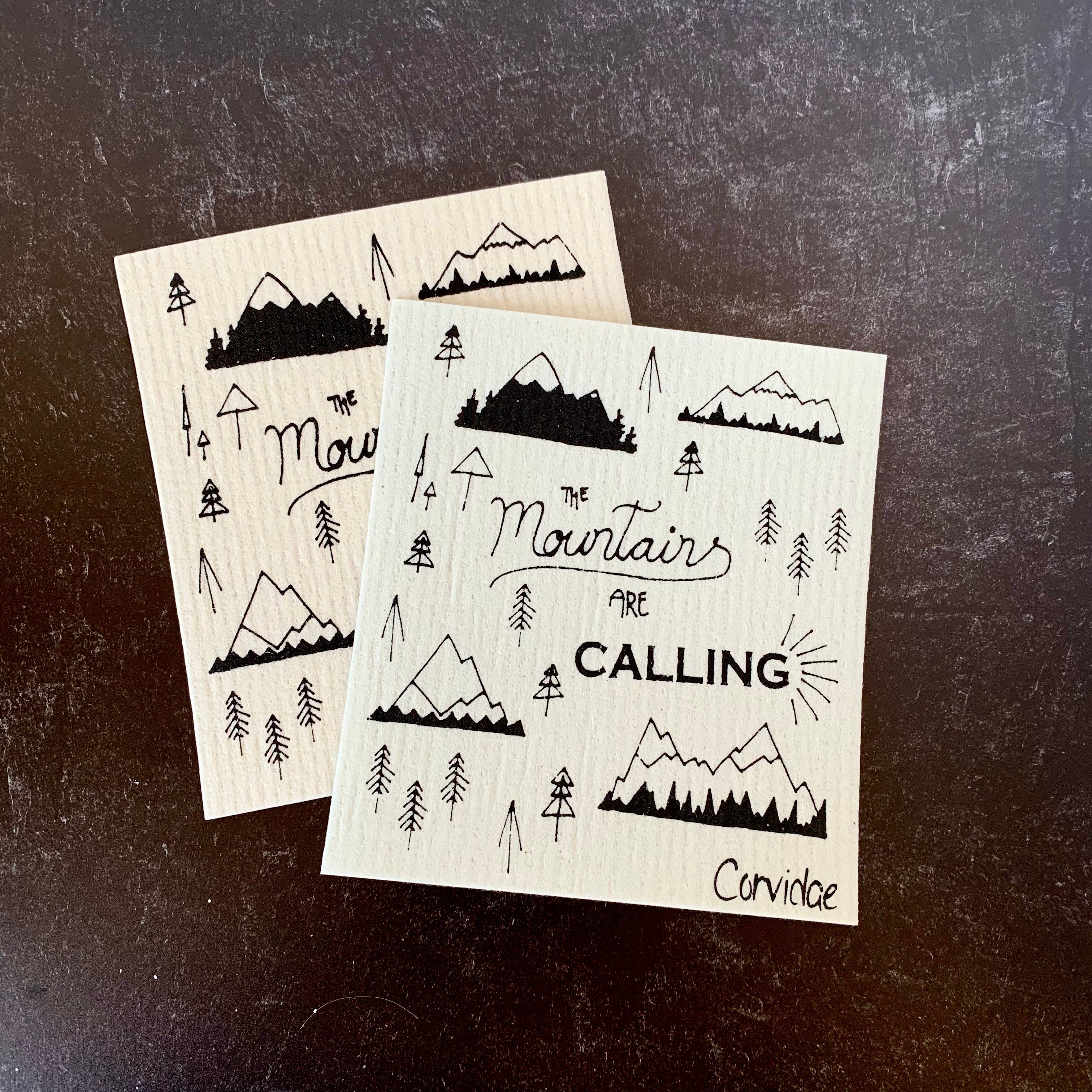 Corvidae drawings & designs - Wholesale Dishcloth - Mountains are Calling Swedish Dishcloth2
