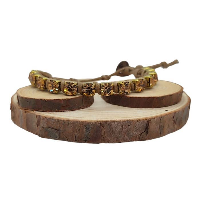 Grands bracelets à chaîne en cristal - Lt Colorado Topaz pour la vente par QUÉ MÁS JEWELS