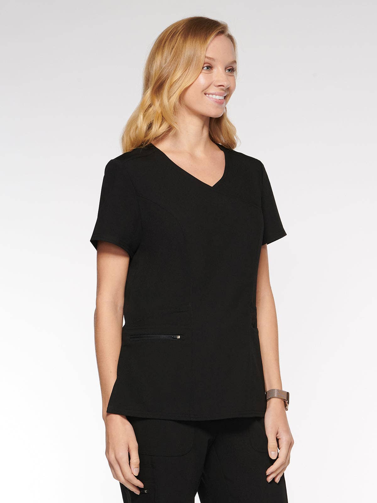 Aura Naturale – wholesale Healthcare uniform – Women's – Coral Women Mock Wrap with 6 Pockets Scrubs Top (94003)18