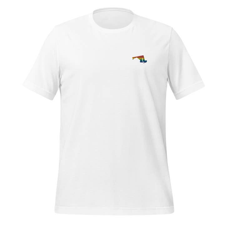 T-shirt unisex con ricamo arcobaleno del Maryland per la vendita all'ingrosso da parte di Gay Pride Apparel