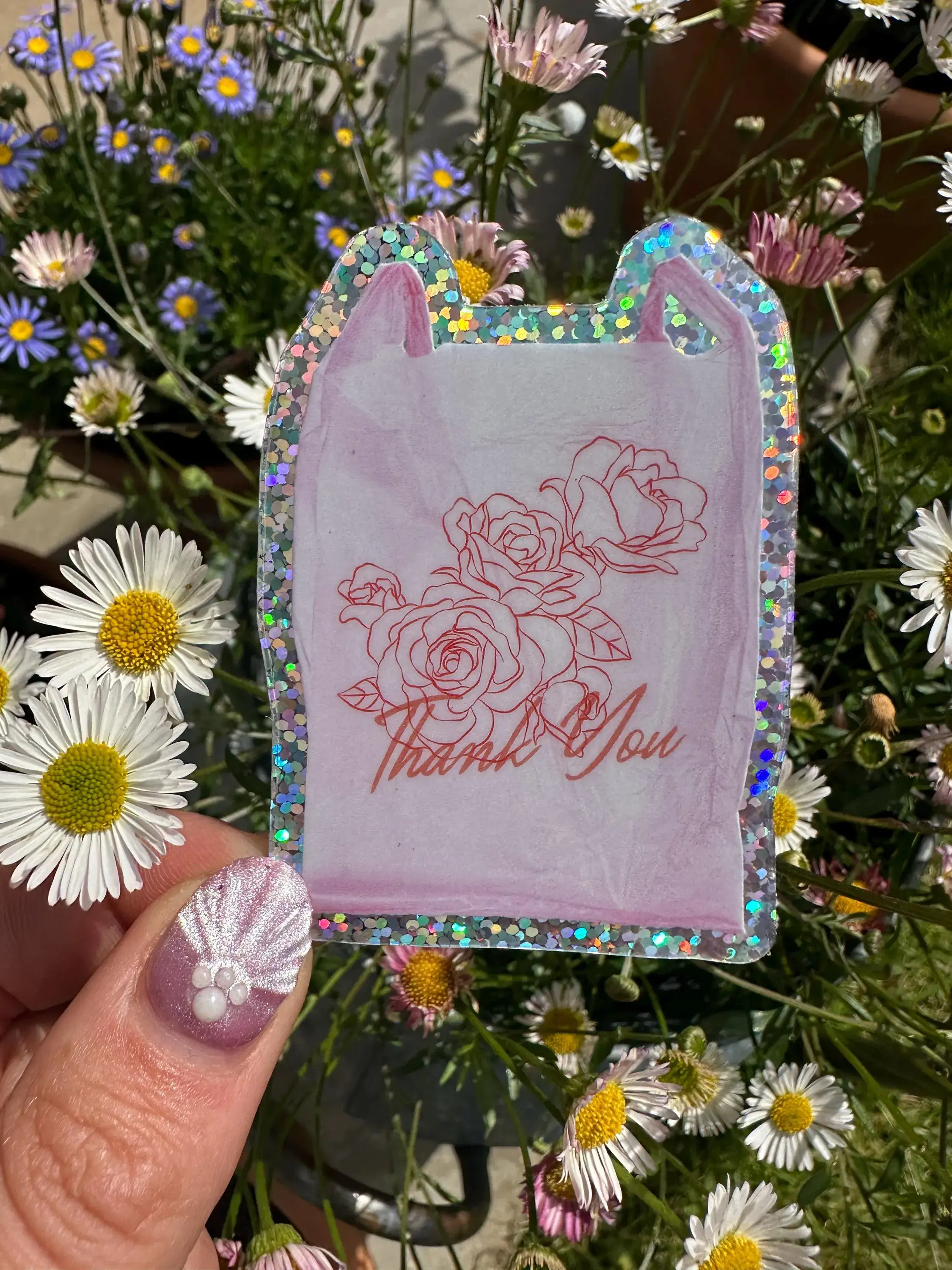 Shellflower – wholesale Sticker – Thank you NYC Bag Glitter Sticker1