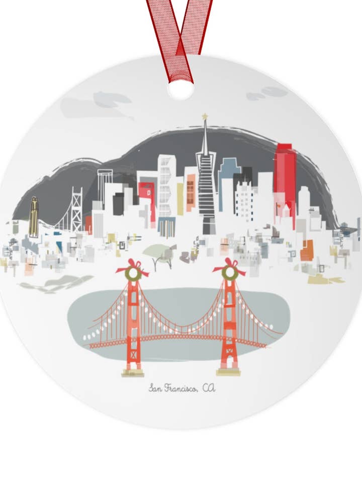 San Francisco, CA City Metal Ornament | | personalized option available for wholesale by Albie Designs