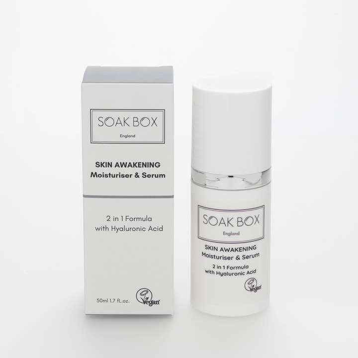 Skin Awakening Moisturiser & Serum 2 in 1 Formula for wholesale by SOAK BOX England