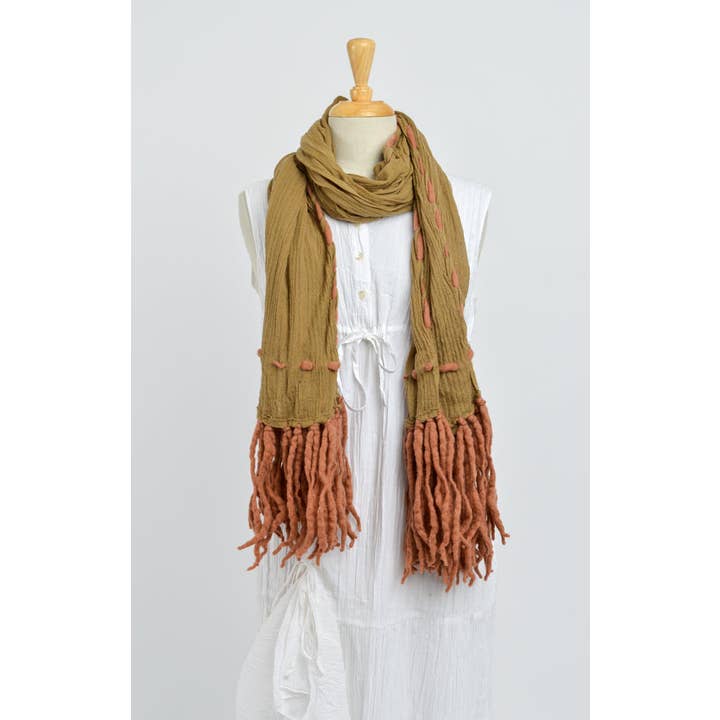 Mozaic by Euro Dreaming - Wholesale Scarf – Women's - Pure Wool Scarf - Khaki