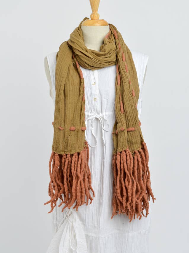 Pure Wool Scarf - Khaki for wholesale by Mozaic by Euro Dreaming