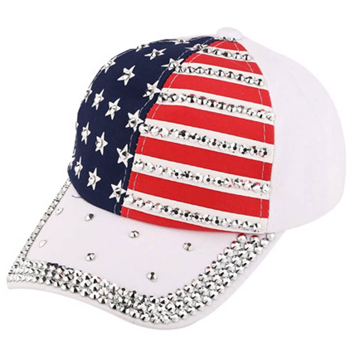 Paperdoll - Wholesale Baseball Cap - Women's - RHINESTONE AMERICAN FLAG FASHION CAPS2