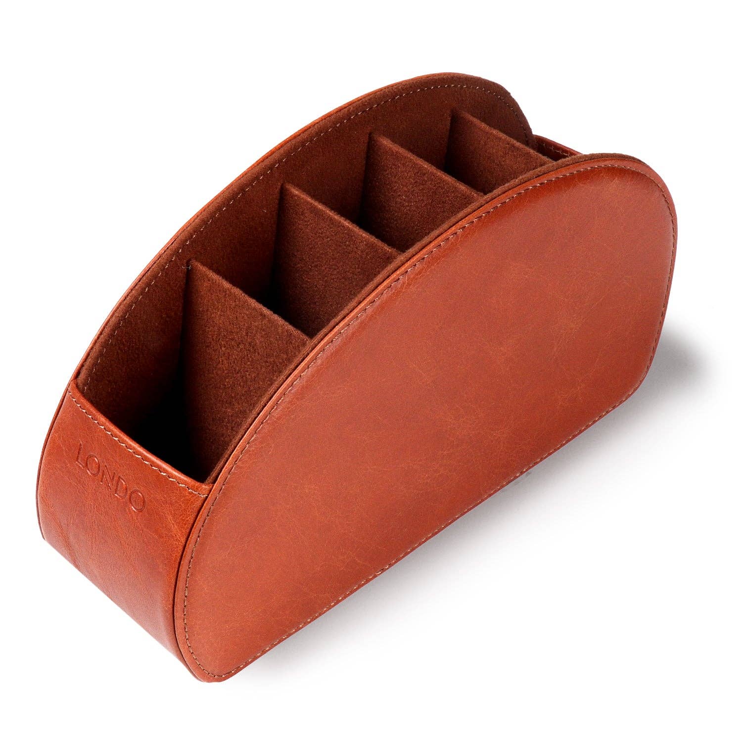 Londo - Wholesale Desk Organizer - Londo Remote Control Holder with 5 Pockets, Store DVD, Blu-Ray, TV, Roku or Apple TV Remotes, Italian Top Grain Leather with Suede Lining45