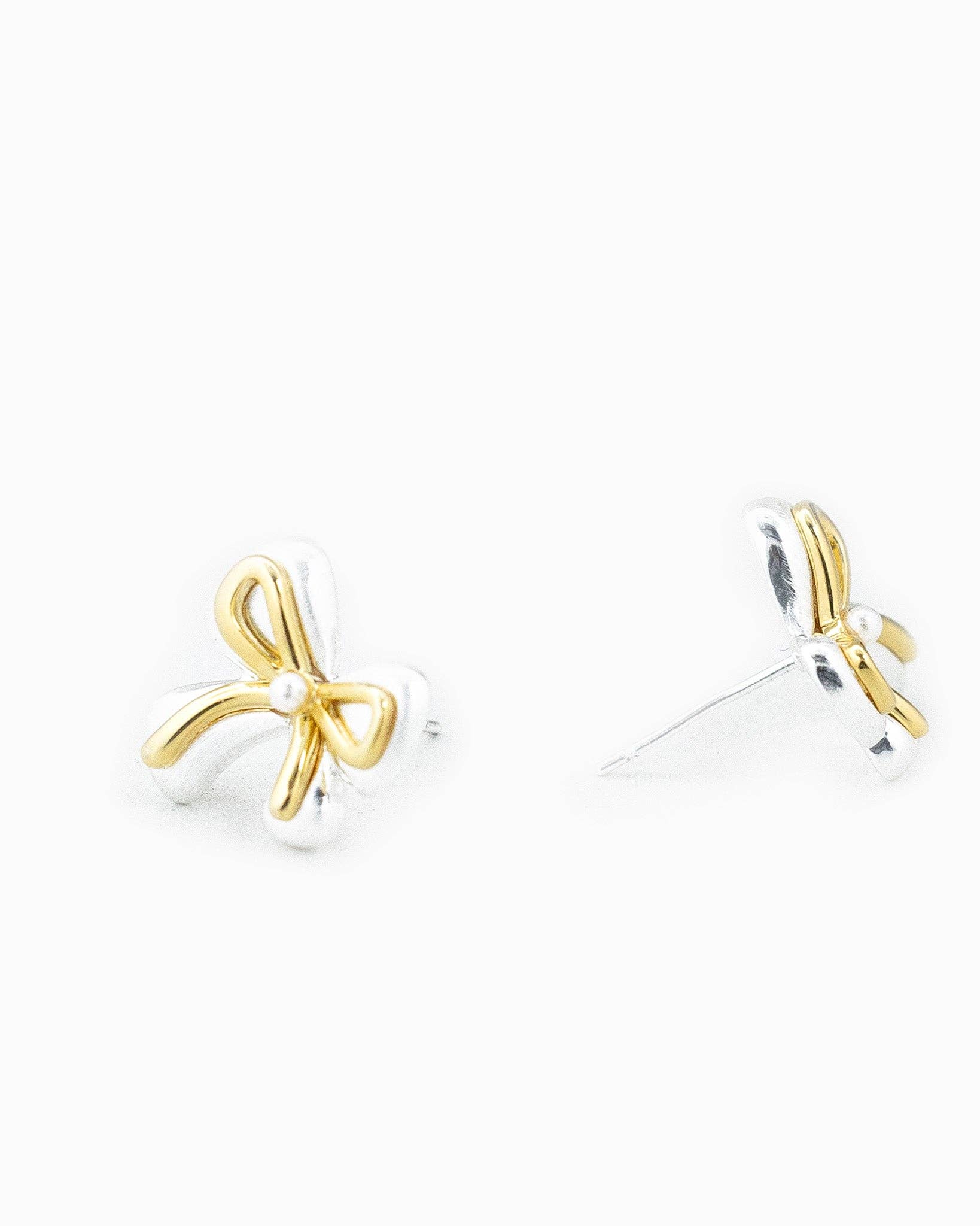 Sessori - Wholesale Stud/Post Earrings - Unique Two Tone Bow Stud Earrings1