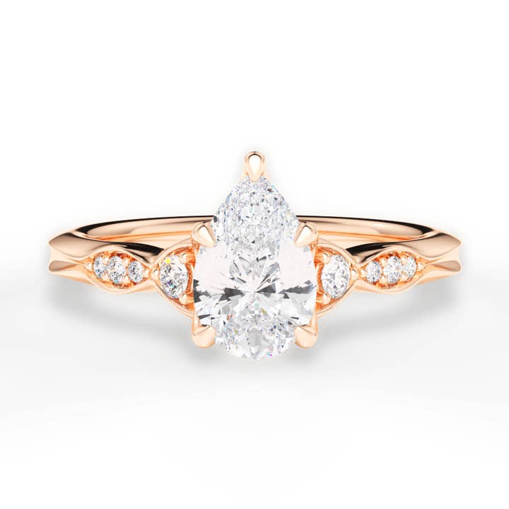 Päronformad vintage förlovningsring med diamanter. för wholesale av Caratina