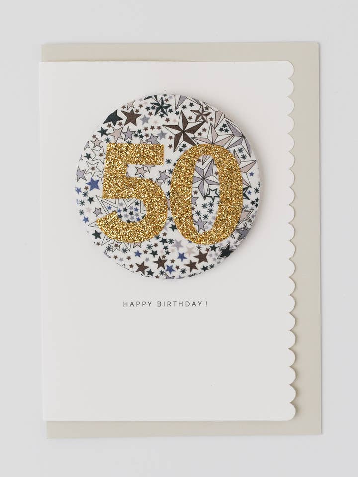 Geburtstagsabzeichen Alter 50 - Liberty Adelajda's Wish Stoff für den Großhandel von The Charming Press