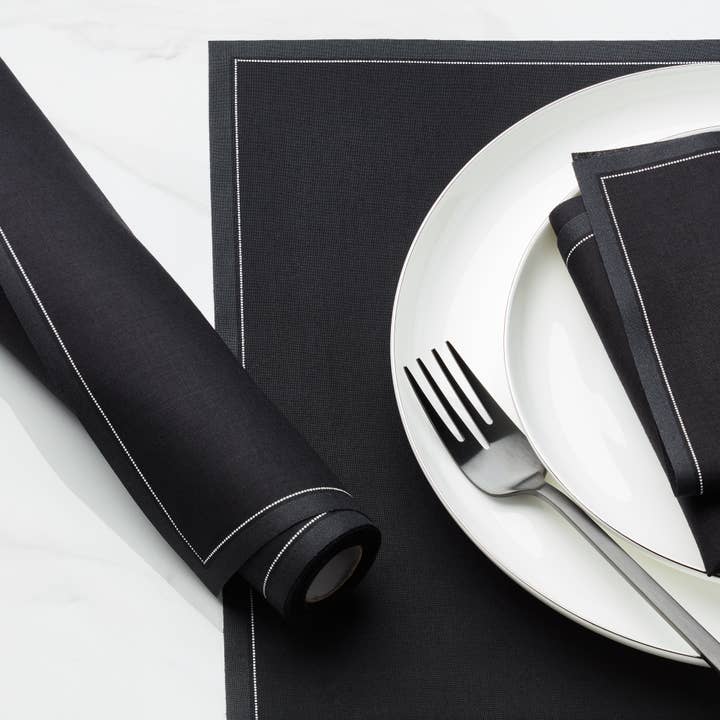 MY DRAP - Wholesale Placemat - Black Cotton Placemats 12 Units