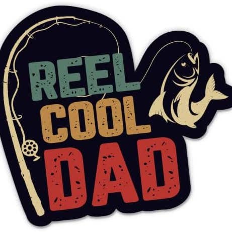 Reel Cool Dad Fishing Sticker for wholesale by Lyrical River Designs