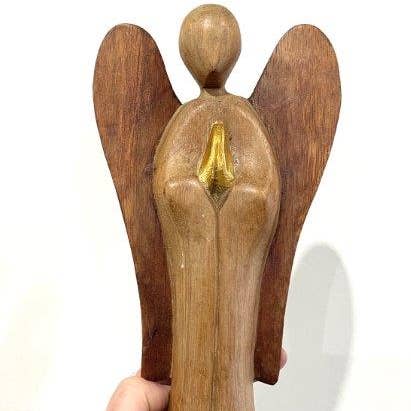 Ny! Store Fairtrade håndlavede Fairtrade træ engel stående figur 25cm for engroshandel hos Reiju